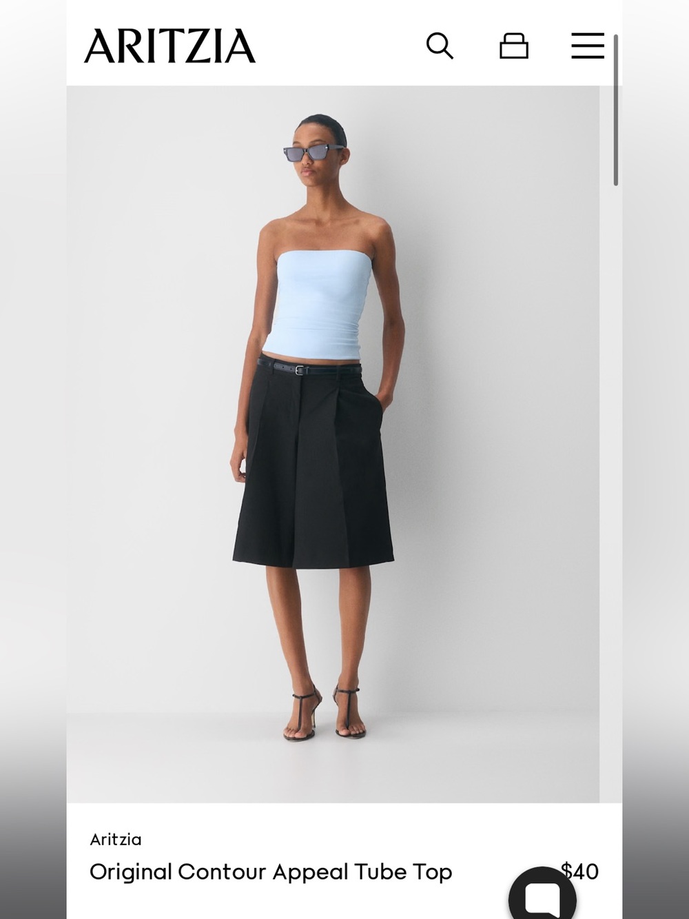 Aritzia Contour Light Blue Tube Top